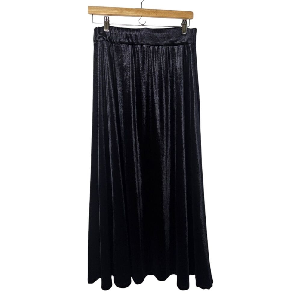 Collections Black Velvet Maxi Skirt Elastic‎ Waist M* Fairygoth 90s Whimsygoth